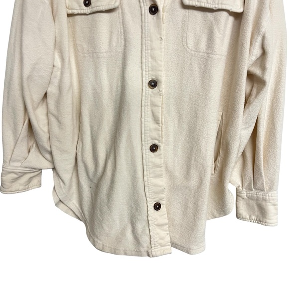Free People Ruby Button‎ Front Shacket Jacket Champagne Dreams Ivory Oversized - Picture 4 of 7